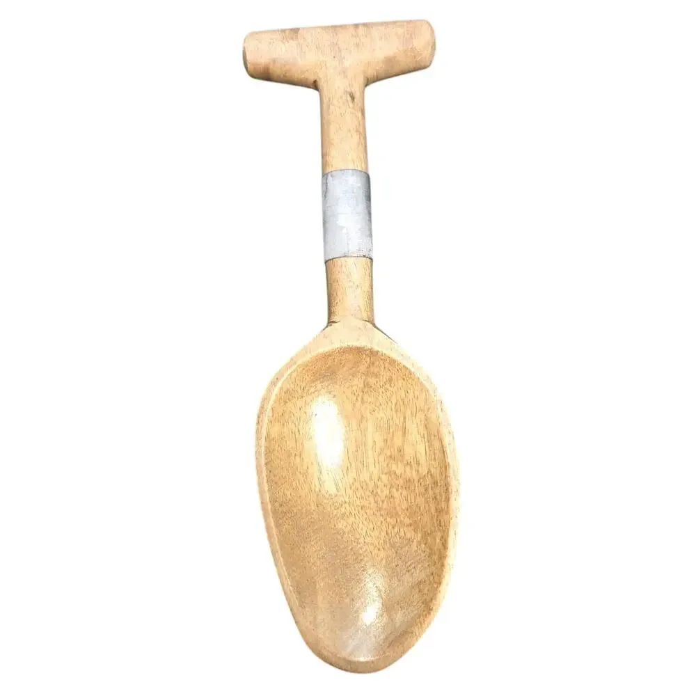 Vintage Primitive Wooden Grain Scoop T-Handle Hand Carved Flour Sugar Shovel